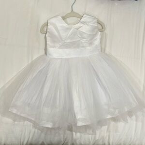 Flower Girl Tulle Dress White W Bow